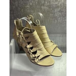 LATITUDE FEMME Women's Green Leather Wood Wedge Heels EU 39 / US: 8 (F24)